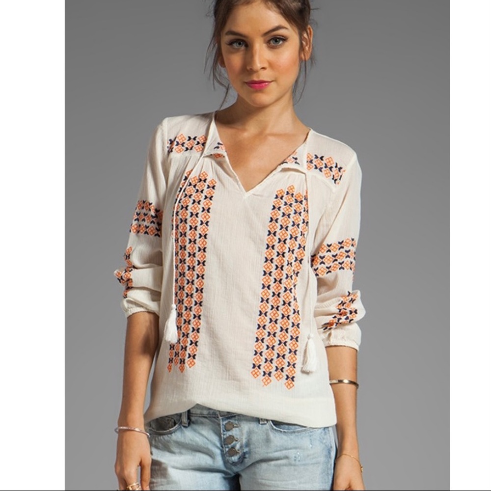 Joie Nira Geo Size Small Embroidery Top